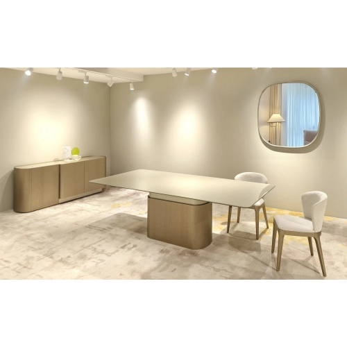 Essenza Buffet in Taupe Wood Veneer & Champagne Metal